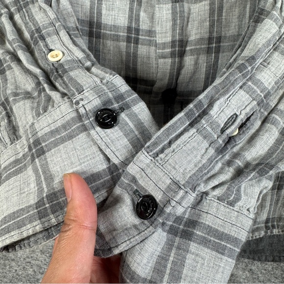 Rag & Bone Gray Plaid Button Down Shirt Men’s Large Classic Fit Cotton - Picture 5 of 16